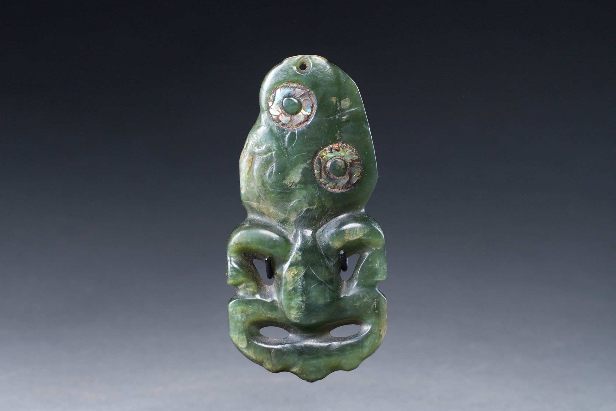 Maori hei tiki greenstone pendant, early 19th century or before, 3-1/4"in height.